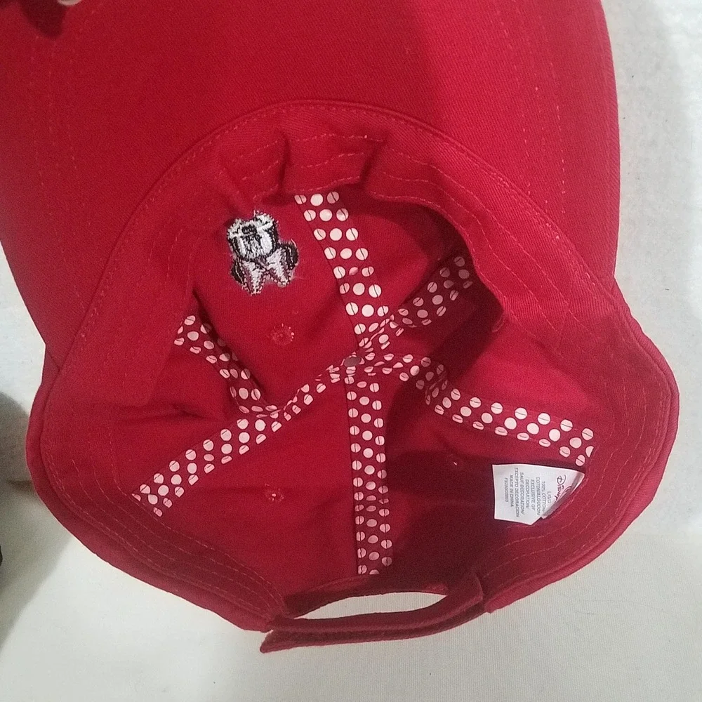 Disney Minnie Mouse Red Baseball Cap Large Adjustable‎ Embroidered Rhinestones